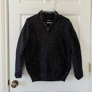 Chaps Men's Charcoal Zip-Up Knit Sweater